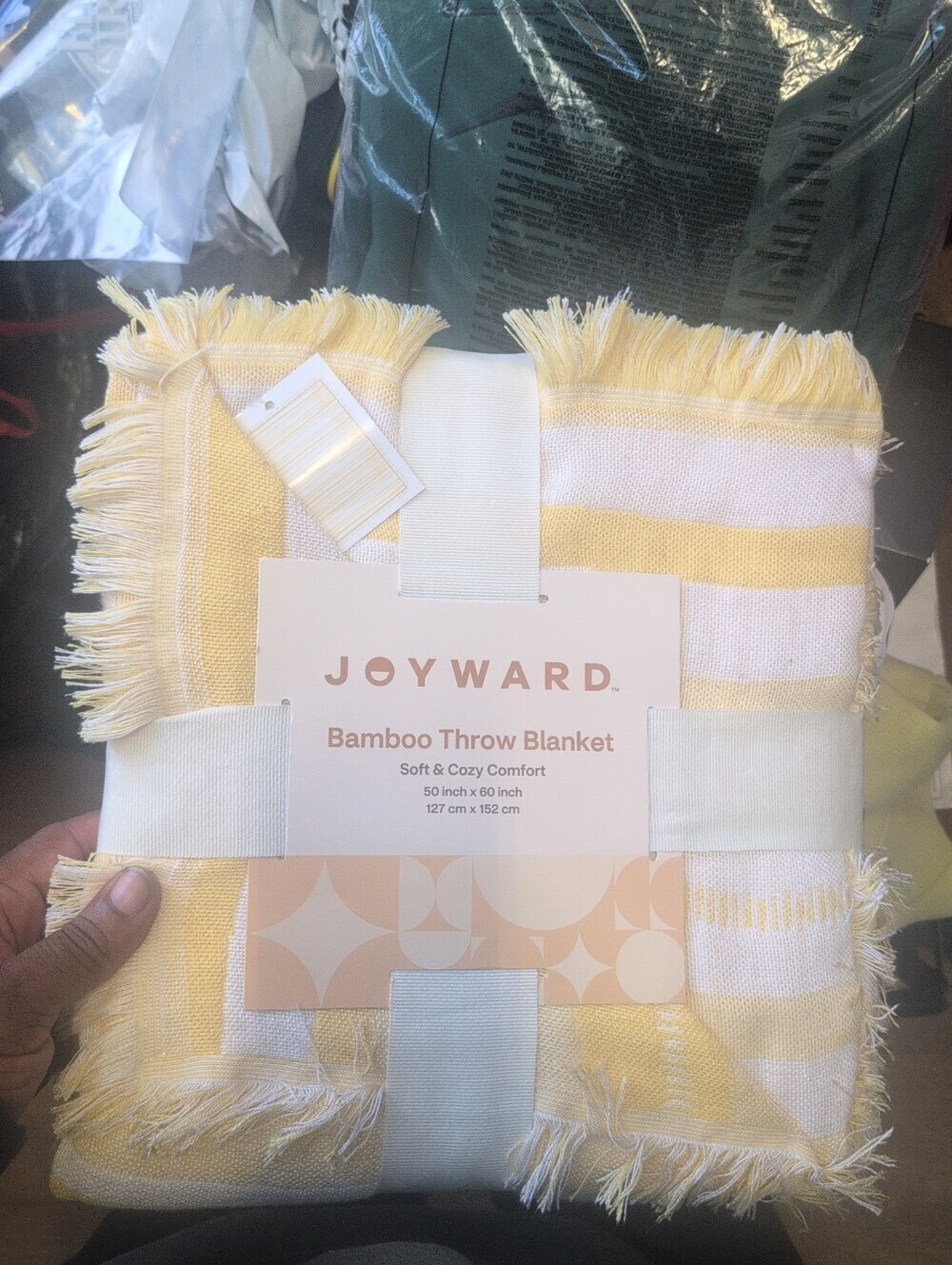 Joyward Bamboo Throw Blanket - Yellow & White Fringe
